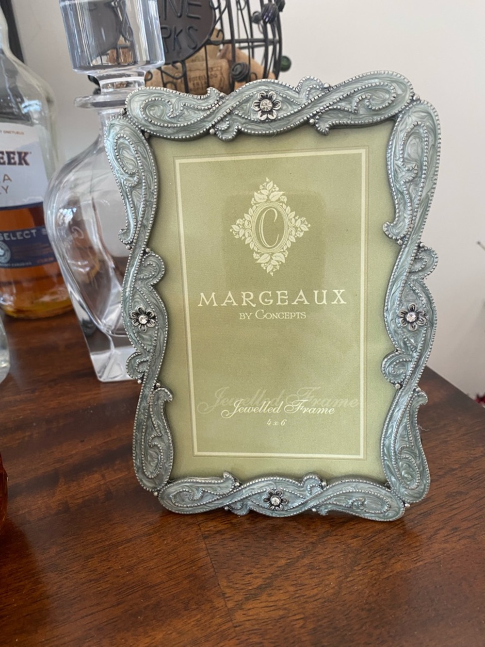 Margaux by Concepts Green/Silver-Toned Jeweled Picture Frame